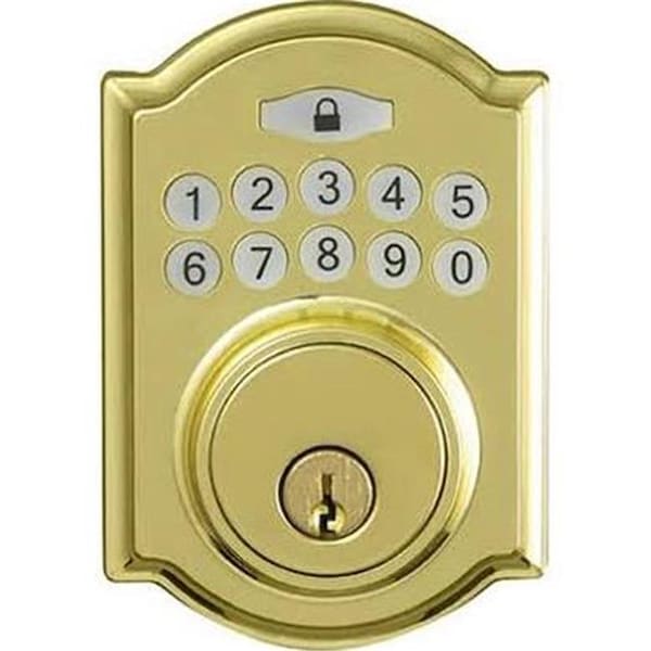 Taiwan Fu Hsing Industrial Taiwan Fu Hsing Industrial 221752 Tru-Guard Castle Electronic Deadbolt Lock; Polished Brass 221752 - main